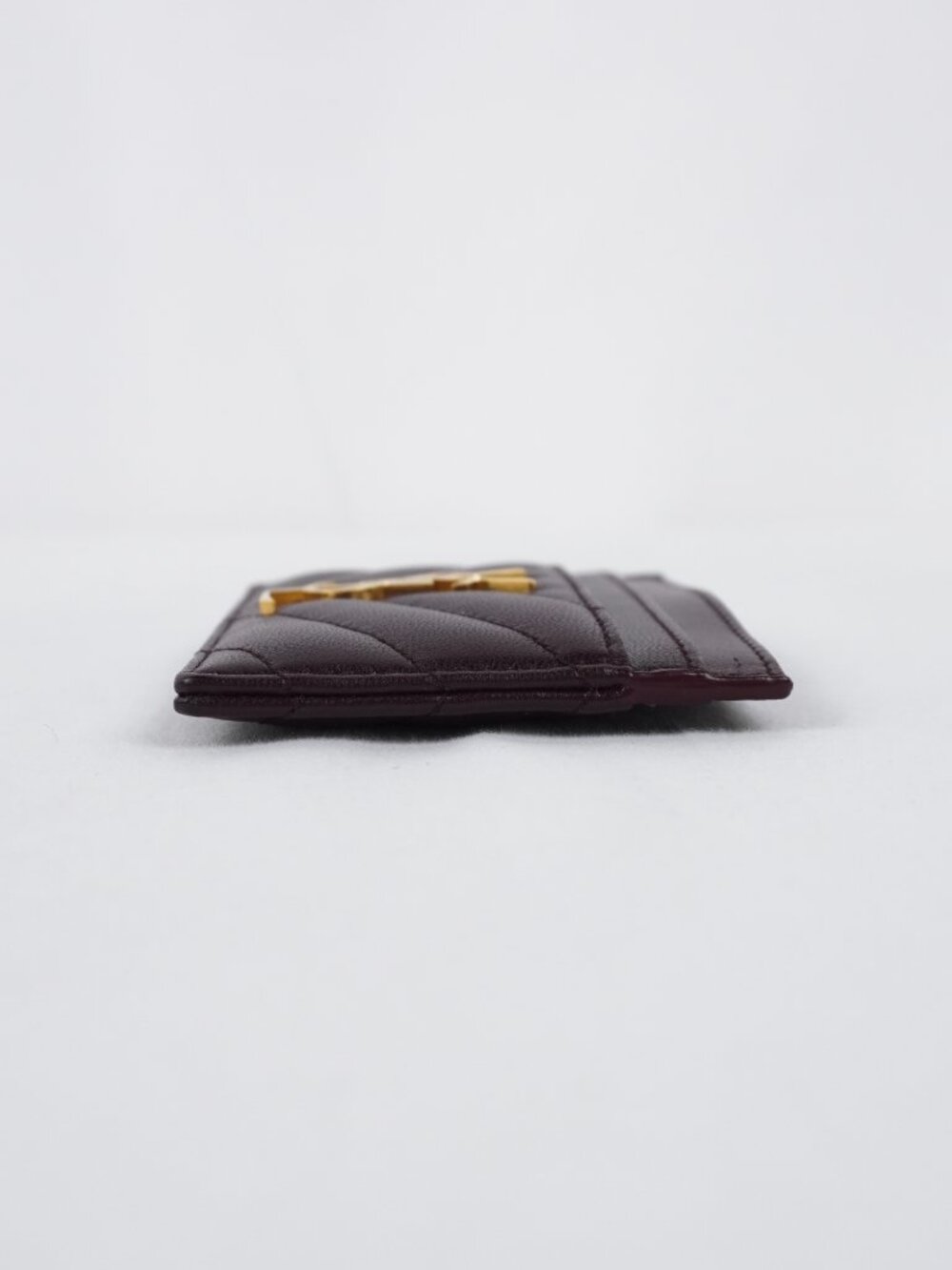 Saint Laurent Cassandre Card Case Wallet In Dark Red Quilted Leather & Gold Logo - Picture 7 of 14